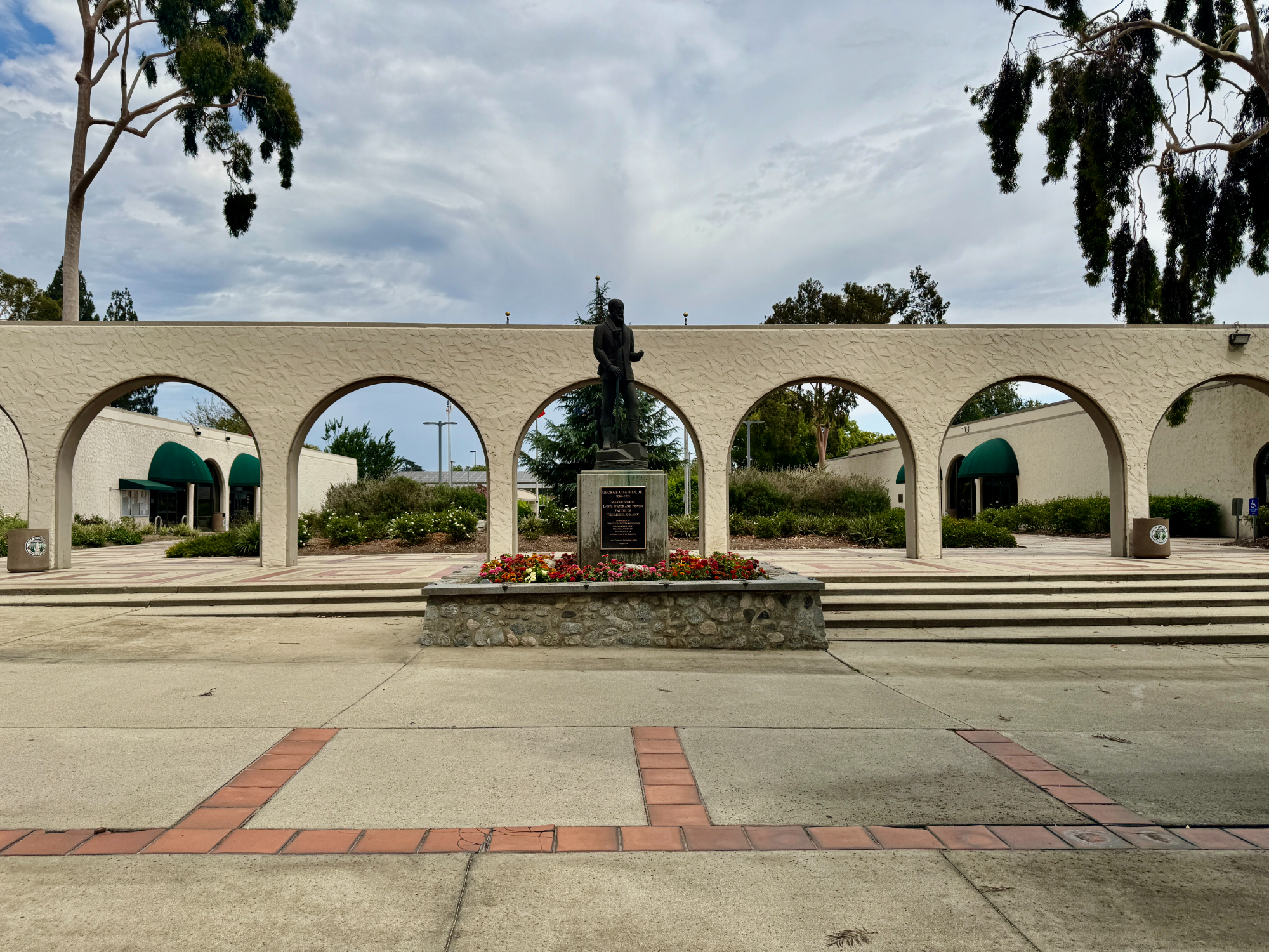 Arched walkway at Upland City Hall in Upland, California